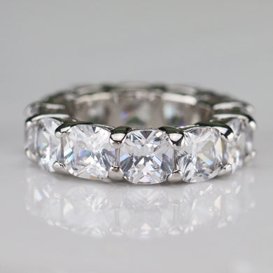 Sterling silver CZ cushion eternity band