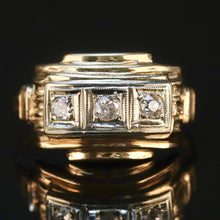 Load image into Gallery viewer, Vintage ring with 3 diamonds in 14k yellow gold from Manor Jewels