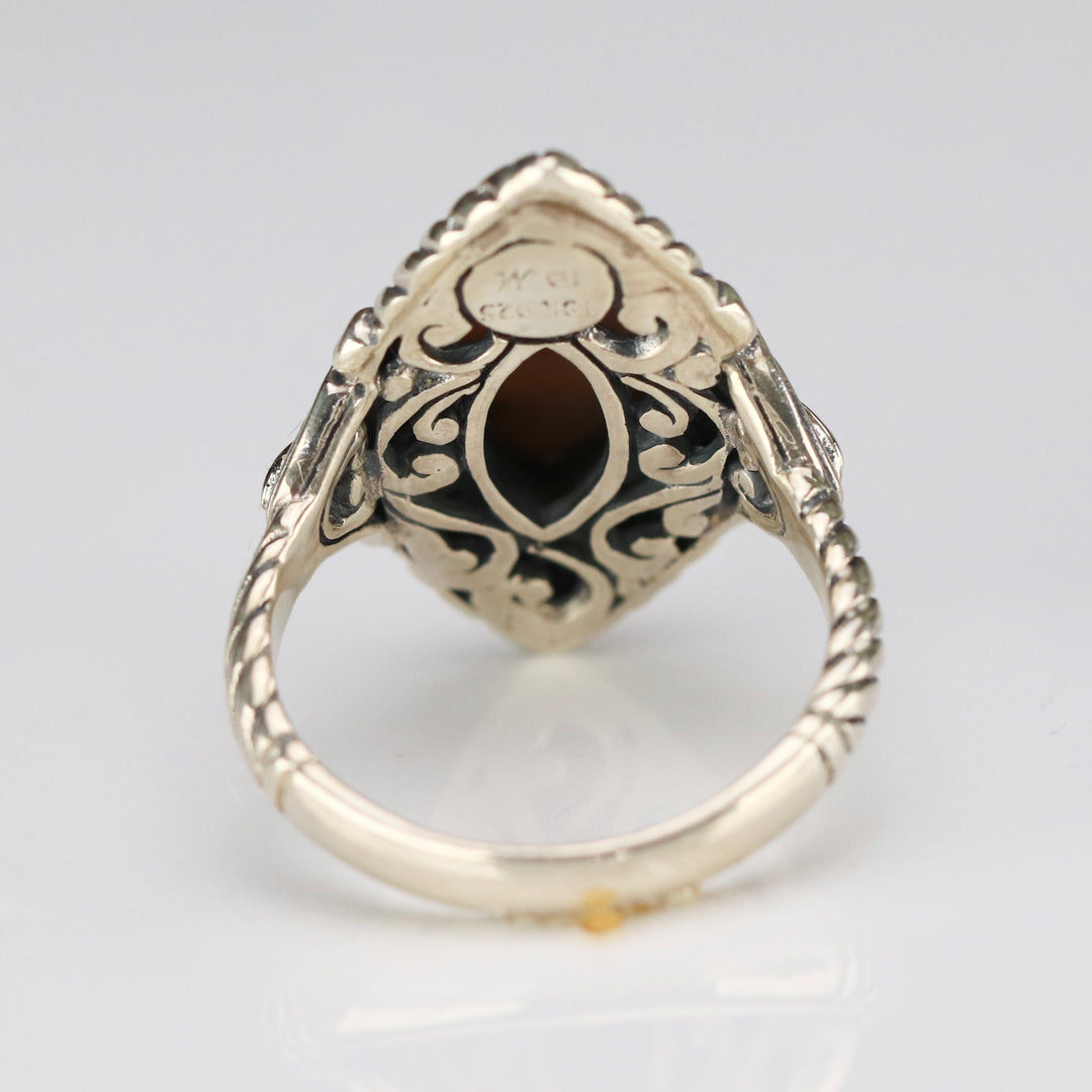 Sterling silver & 18k yellow gold mother of pearl ring