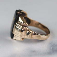 Load image into Gallery viewer, Vintage onyx initial T ring in yellow gold