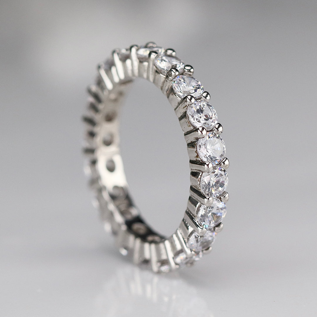 Sterling silver CZ medium eternity band