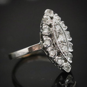 Vintage diamond navette ring in 14k white gold from Manor Jewels