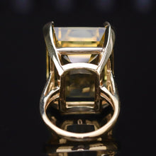 Load image into Gallery viewer, Vintage ring with a large emerald cut citrine in 14k yellow gold