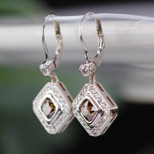 Load image into Gallery viewer, Chocolate and white earth mined diamond earrings in 14k white gold