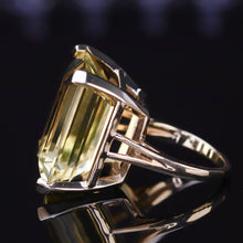 Load image into Gallery viewer, Vintage ring with a large emerald cut citrine in 14k yellow gold