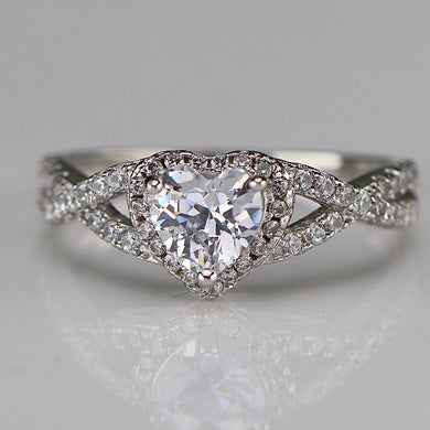 Sterling silver CZ heart ring