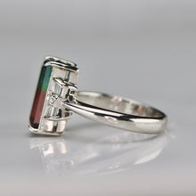 Load image into Gallery viewer, Estate watermelon tourmaline and diamond ring in platinum