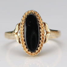 Load image into Gallery viewer, Oval black onyx vintage gold ring in yellow  gold by Manor Jewels