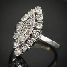 Load image into Gallery viewer, Vintage diamond navette ring in 14k white gold from Manor Jewels