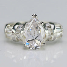 Load image into Gallery viewer, Sterling silver CZ pear ring