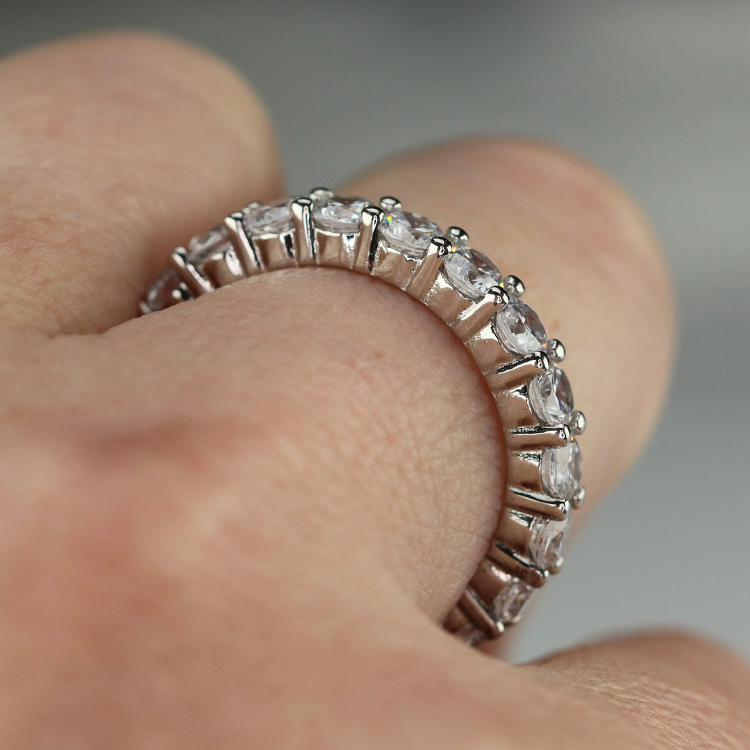 Sterling silver CZ medium eternity band