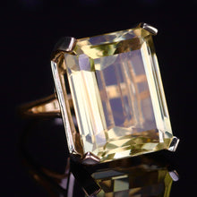 Load image into Gallery viewer, Vintage ring with a large emerald cut citrine in 14k yellow gold