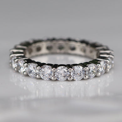 Sterling silver CZ medium eternity band