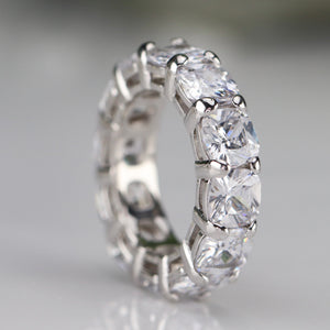 Sterling silver CZ cushion eternity band