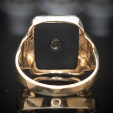 Load image into Gallery viewer, Vintage onyx ring with initial W in yellow gold