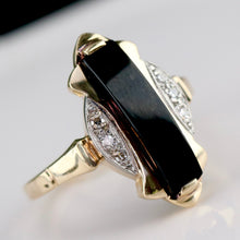 Load image into Gallery viewer, Vintage Onyx and diamond ring in yellow gold