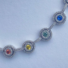 Load image into Gallery viewer, Estate Fancy colored Sapphire and diamond necklace in 14k white gold consignment