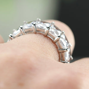 Chunky Sterling silver scissor cut CZ eternity band