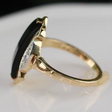 Load image into Gallery viewer, Vintage Onyx and diamond ring in yellow gold