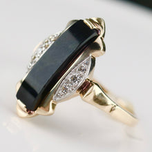 Load image into Gallery viewer, Vintage Onyx and diamond ring in yellow gold