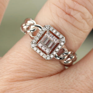 Sterling silver chain shank CZ ring