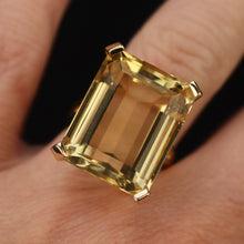 Load image into Gallery viewer, Vintage ring with a large emerald cut citrine in 14k yellow gold