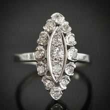 Load image into Gallery viewer, Vintage diamond navette ring in 14k white gold from Manor Jewels