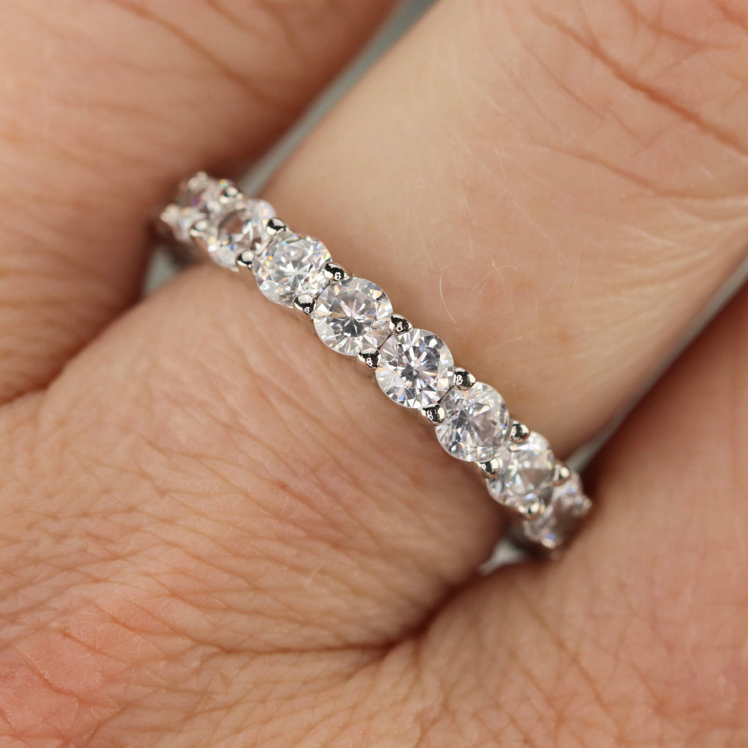 Sterling silver CZ medium eternity band