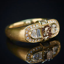 Load image into Gallery viewer, Estate brown and white diamond ring in 18k yellow gold from Manor Jewels