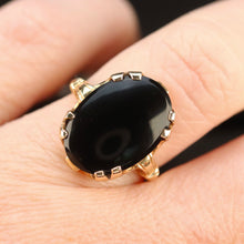 Load image into Gallery viewer, Oval black onyx vintage gold ring in yellow  gold by Manor Jewels