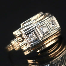 Load image into Gallery viewer, Vintage ring with 3 diamonds in 14k yellow gold from Manor Jewels