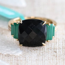 Load image into Gallery viewer, Onyx and malachite ring in 14k yellow gold by Effy