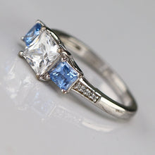 Load image into Gallery viewer, Sterling silver blue and white CZ ring