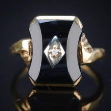 Load image into Gallery viewer, Vintage onyx and diamond ring in yellow gold