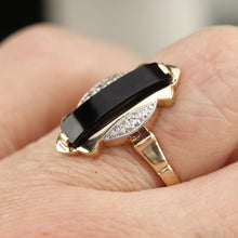 Load image into Gallery viewer, Vintage Onyx and diamond ring in yellow gold