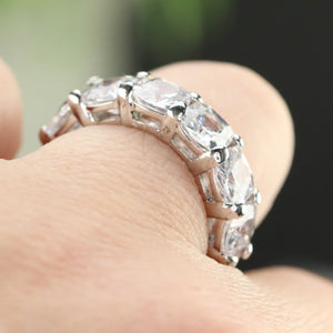 Sterling silver CZ cushion eternity band