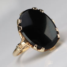 Load image into Gallery viewer, Oval black onyx vintage gold ring in yellow  gold by Manor Jewels