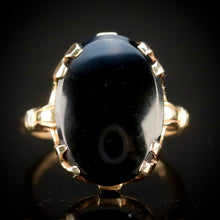 Load image into Gallery viewer, Oval black onyx vintage gold ring in yellow  gold by Manor Jewels