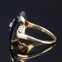 Load image into Gallery viewer, Vintage onyx and diamond ring in yellow gold