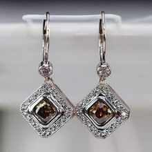 Load image into Gallery viewer, Chocolate and white earth mined diamond earrings in 14k white gold