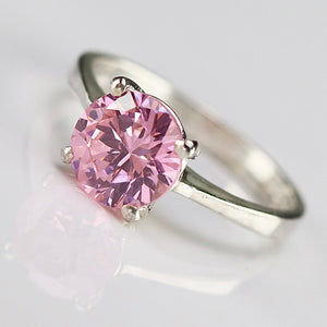 Sterling silver pink CZ ring