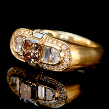 Load image into Gallery viewer, Estate brown and white diamond ring in 18k yellow gold from Manor Jewels