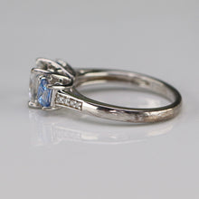 Load image into Gallery viewer, Sterling silver blue and white CZ ring