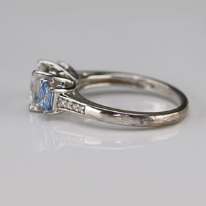 Sterling silver blue and white CZ ring