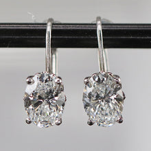 Load image into Gallery viewer, 2.11ctw D/VVS2 lab grown oval diamond earrings in 14k white gold