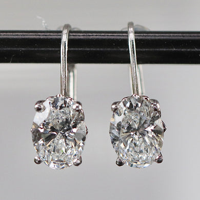 2.11ctw D/VVS2 lab grown oval diamond earrings in 14k white gold