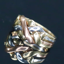 Load image into Gallery viewer, SALE! Vintage puzzle ring in tri-tone gold