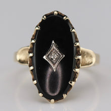 Load image into Gallery viewer, Classic vintage onyx and diamond ring in yellow gold