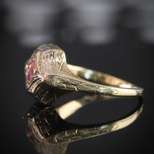 Load image into Gallery viewer, Vintage ring with pink sapphire in 14k yellow and white gold