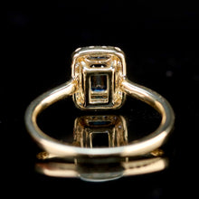 Load image into Gallery viewer, Sapphire and diamond halo ring in 14k yellow gold